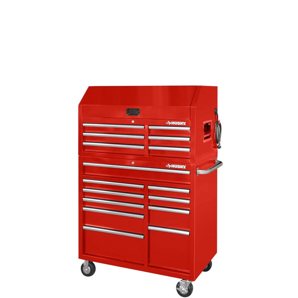 41 in. W x 24 5 in. D Standard Duty 16 Drawer Combination Rolling Tool Chest and Top Tool Cabinet Set in. Gloss Red