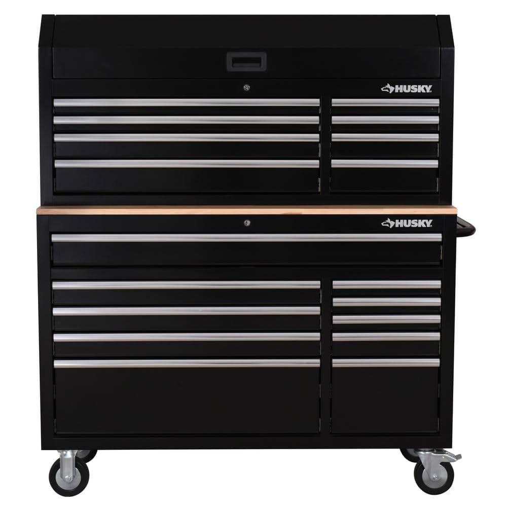 Modular 52 in. W 10 Drawer Black Mobile Workbench Cabinet with 8 Drawer Top Tool Chest