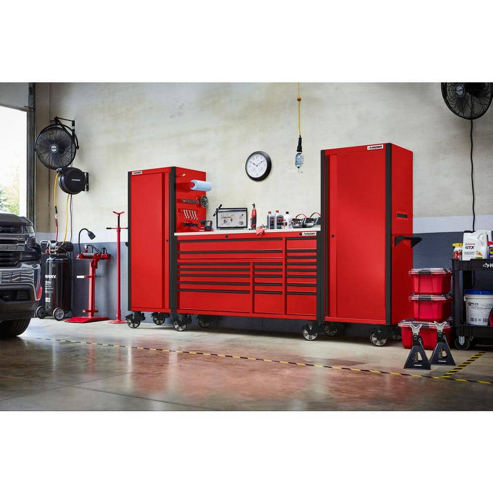 72 in. W x 24 5 in. D Professional Duty 20 Drawer Mobile Workbench Tool Storage Combo with 2 End Lockers in. Red