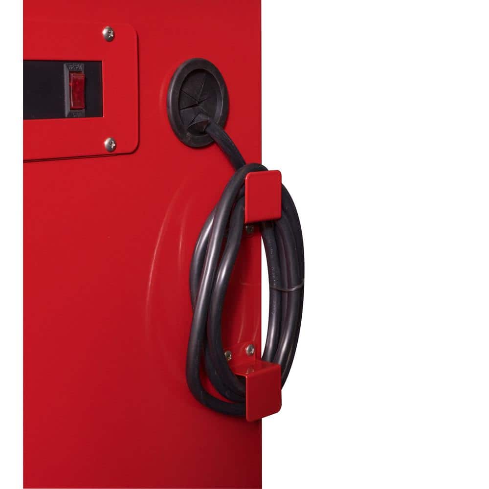 52 in. W x 24 5 in. D 9 Drawer Standard Duty Mobile Workbench Tool Chest with Solid Work Top and Pegboard in. Gloss Red