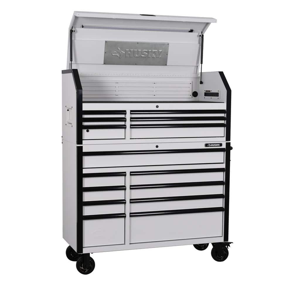 52 in. W x 21 5 in. D Heavy Duty 15 Drawer Combination Rolling Tool Chest Top Tool Cabinet with LED Light in. Matte Black