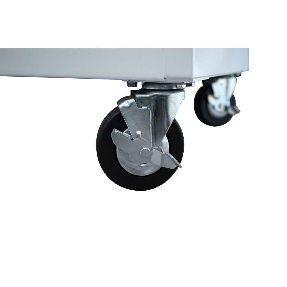 46 in. W x 24 5 in. D Standard Duty 9 Drawer Mobile Workbench Tool Chest with Solid Wood Top in. Gloss White