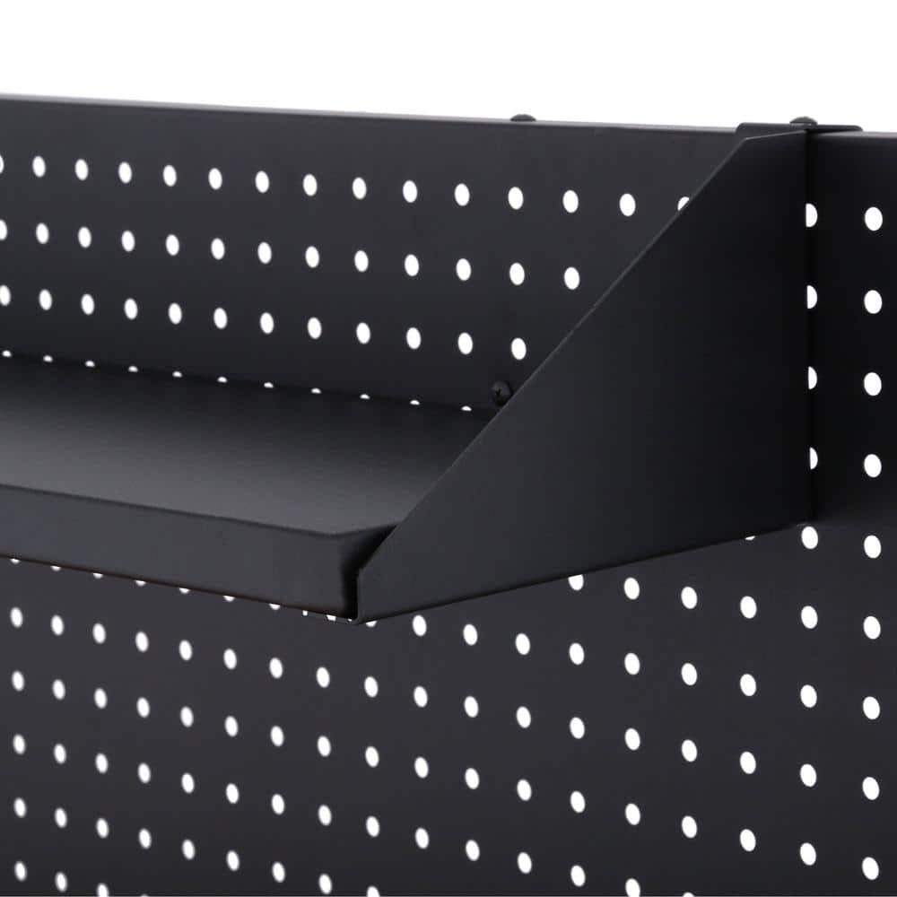 61 in. W x 26 in. D Heavy Duty 10 Drawer 1 Door Mobile Workbench with Hardwood Top Pegboard and Shelf in. Matte Black