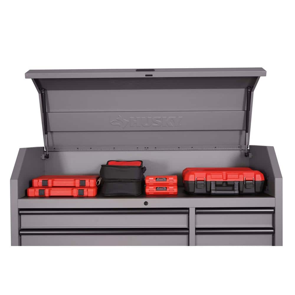 56 in. W x 22 in. D Heavy Duty 18 Drawer Combination Rolling Tool Chest and Top Tool Cabinet Set in. Matte Gray