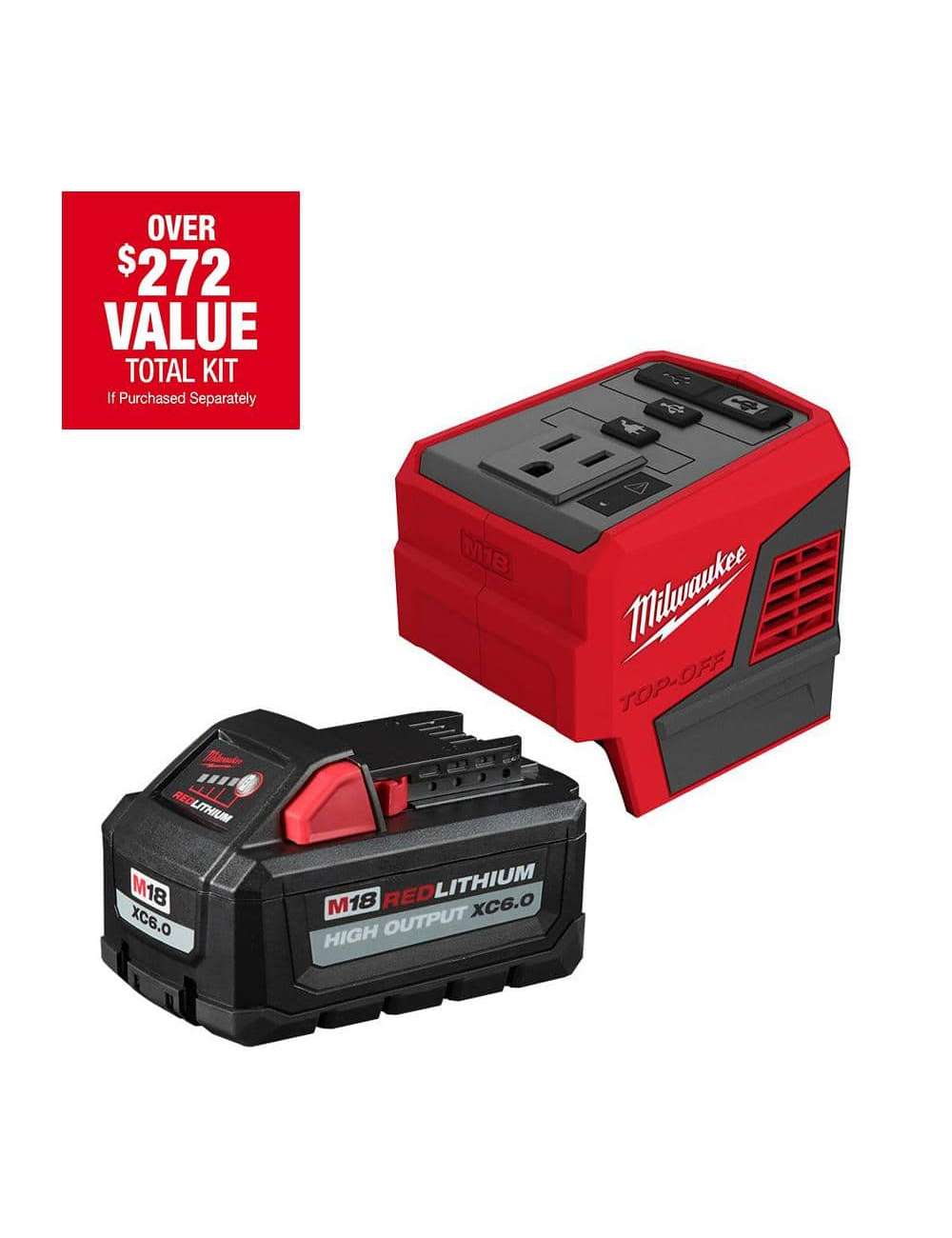 M18 18-Volt 175-Watt Lithium-Ion Powered Compact Inverter with 6.0 Ah Battery