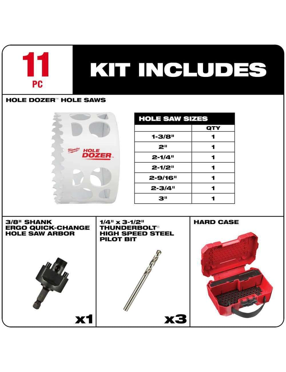 Hole Dozer General Purpose Bi-Metal Hole Saw Set (11-Piece)