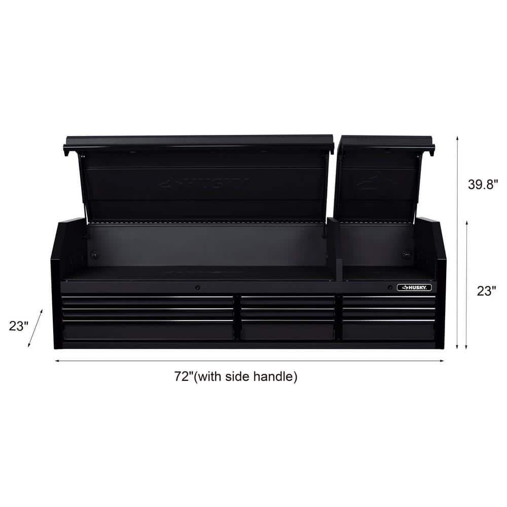 72 in. W x 23 in. D Heavy Duty 9 Drawer Top Tool Chest in. Matte Black