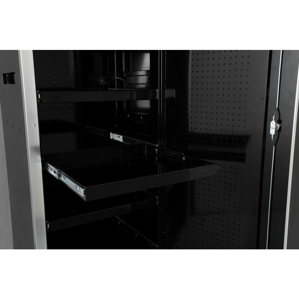 72 in. W x 24 5 in. D Professional Duty 20 Drawer Mobile Workbench Combo w 2 Side Lockers Top Locker and Top Hutch