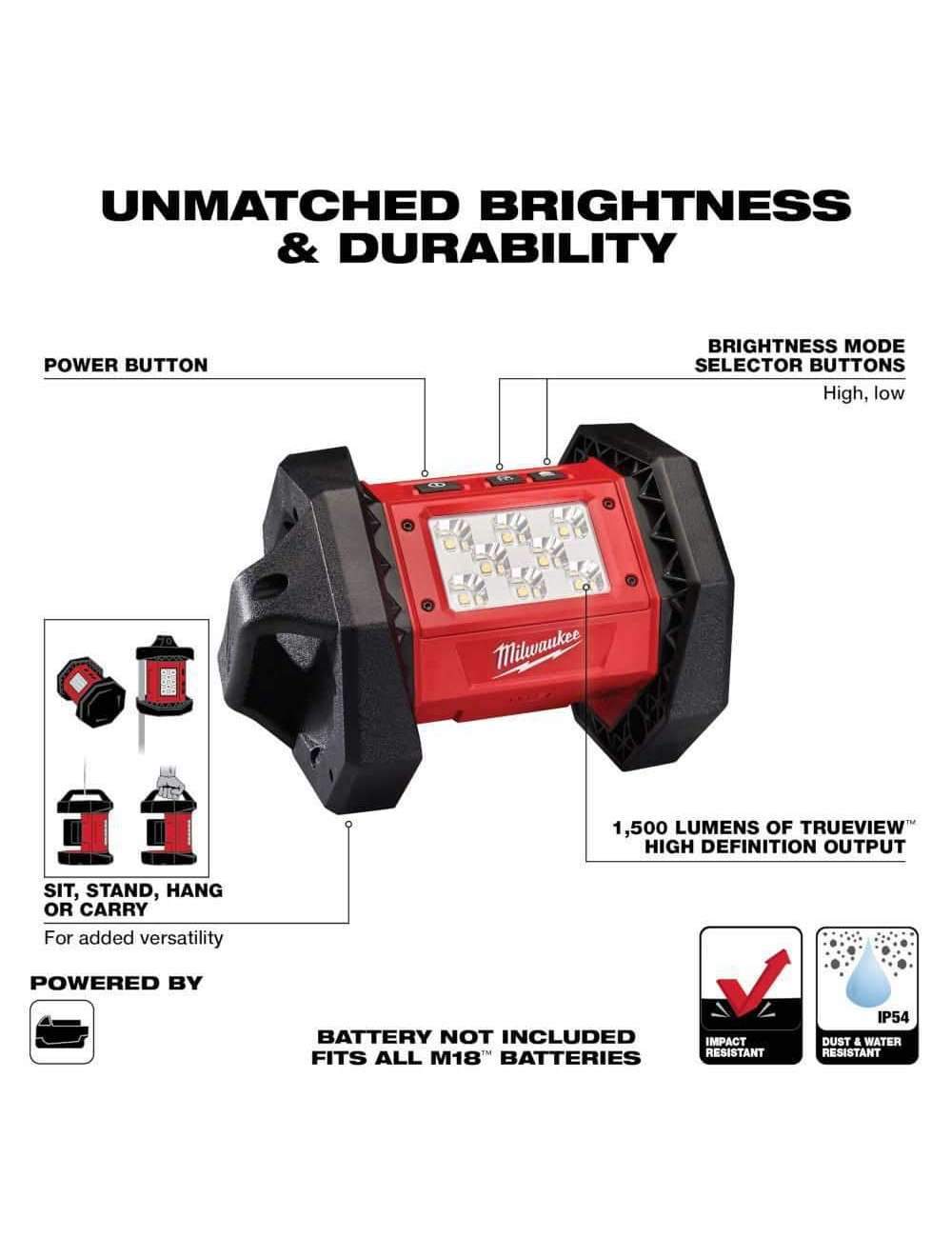 M18 ROVER 18-Volt Lithium-Ion Cordless 1500 Lumens LED Flood Light (Tool-Only)
