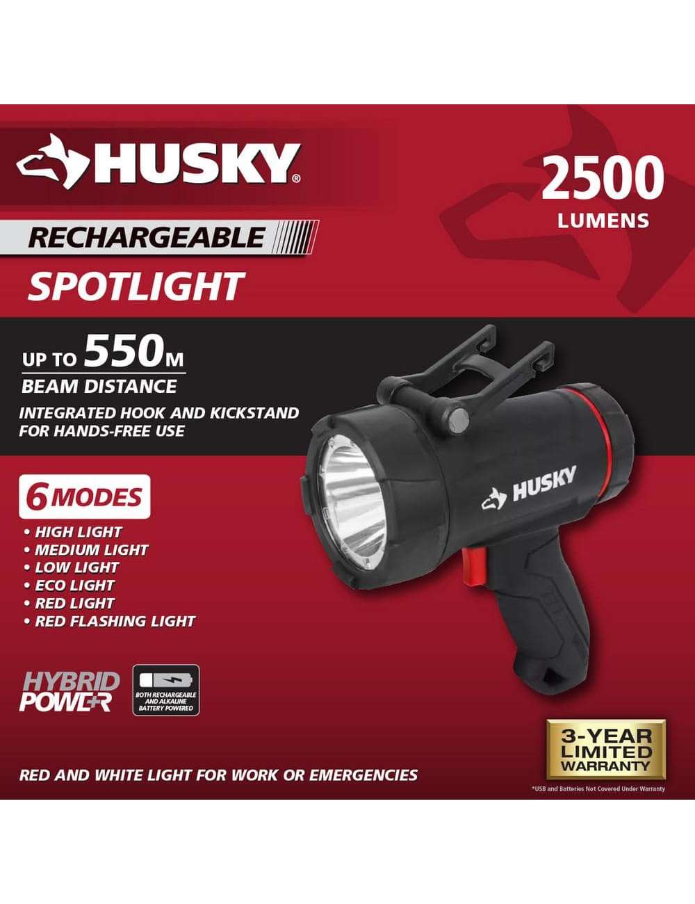 2500 Lumens Dual Power Floating Rechargeable Spotlight
