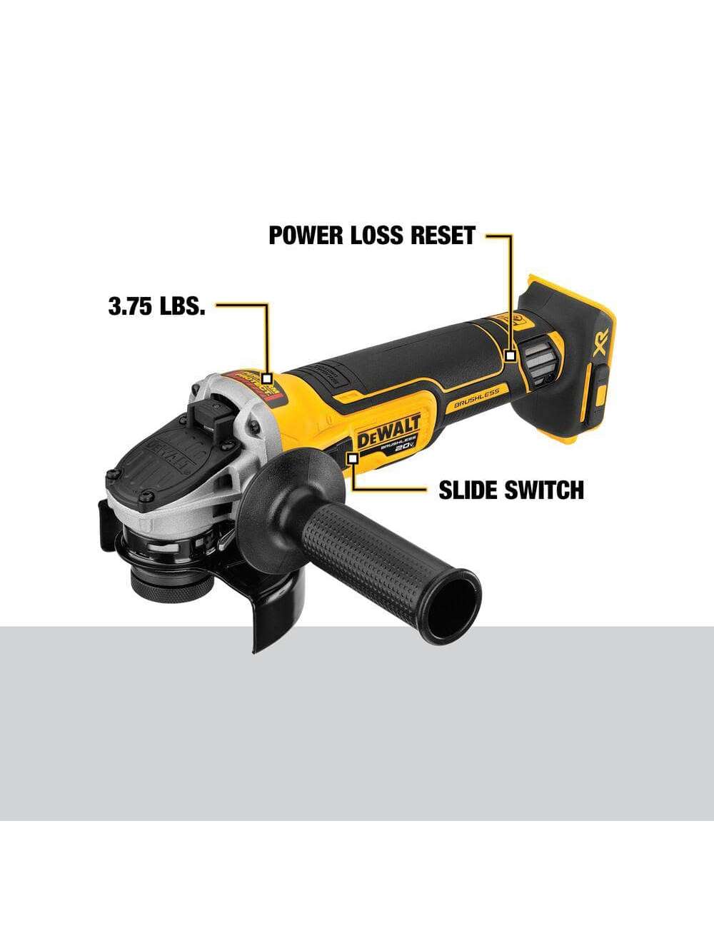20V MAX XR Cordless Brushless 4.5 in. Slide Switch Small Angle Grinder with Kickback Brake (Tool Only)