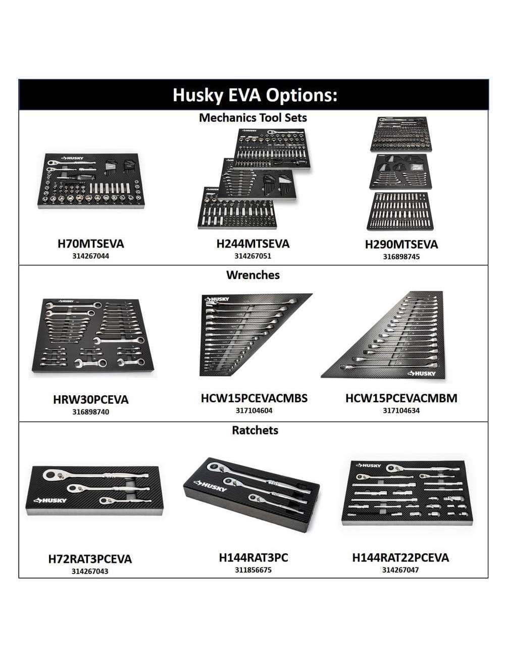 144-Position Ratchet Set with EVA Tray (3-Piece)