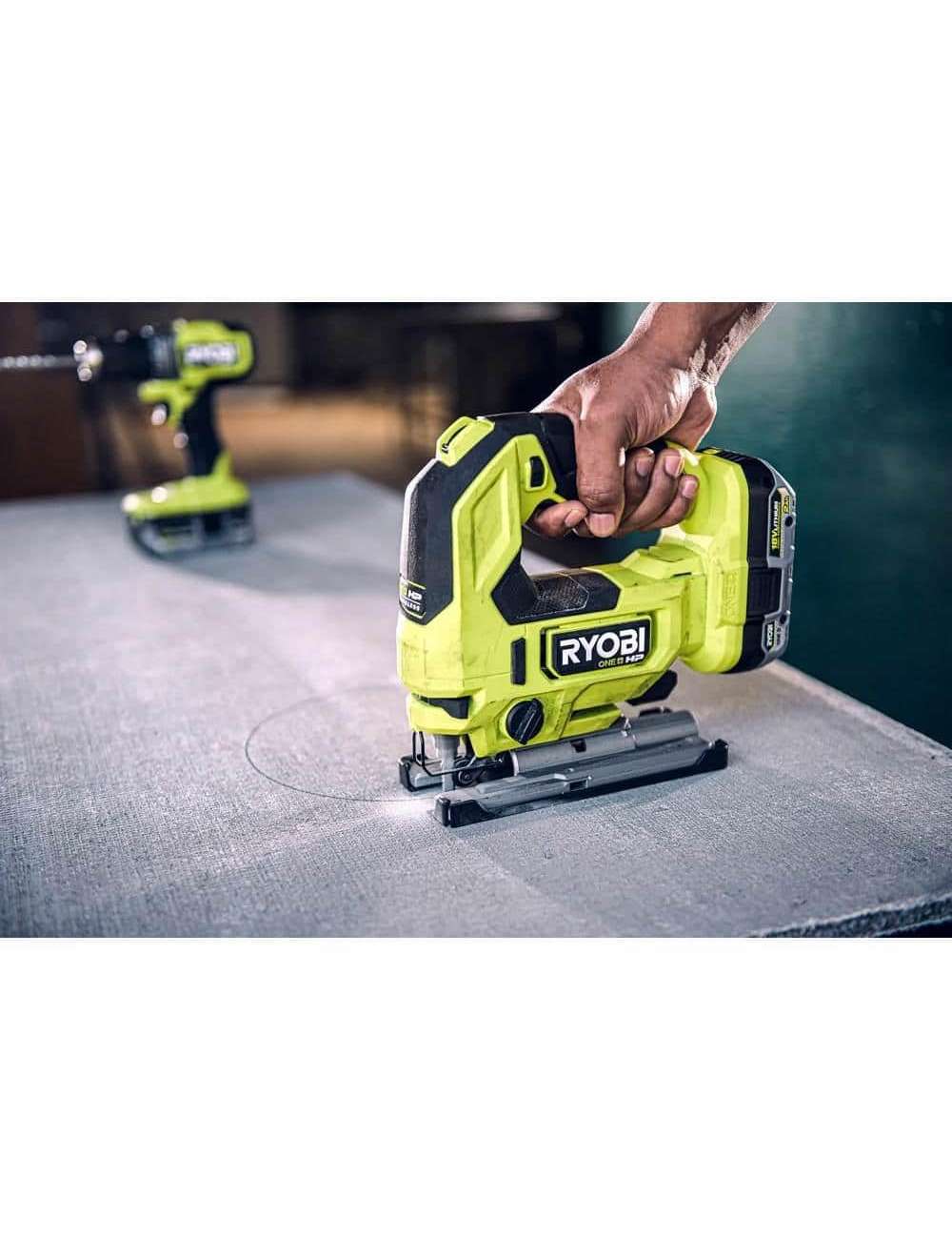 ONE+ 18V Lithium-Ion 4.0 Ah Compact Battery (2-Pack) and Charger Kit with FREE ONE+ HP Brushless Jig Saw