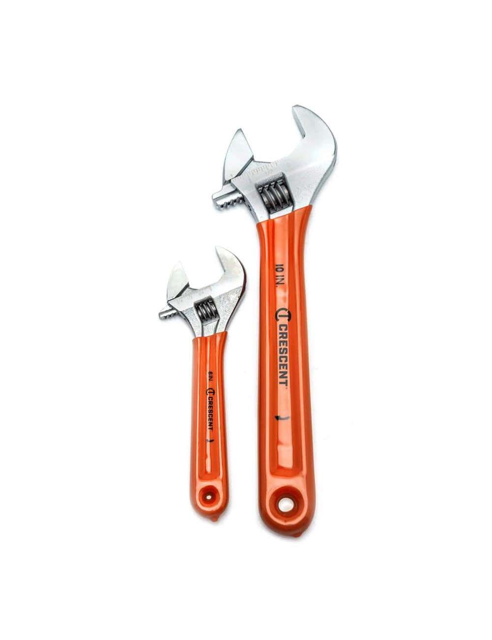 6 in. and 10 in. Chrome Cushion Grip Adjustable Wrench Set (2-Piece)