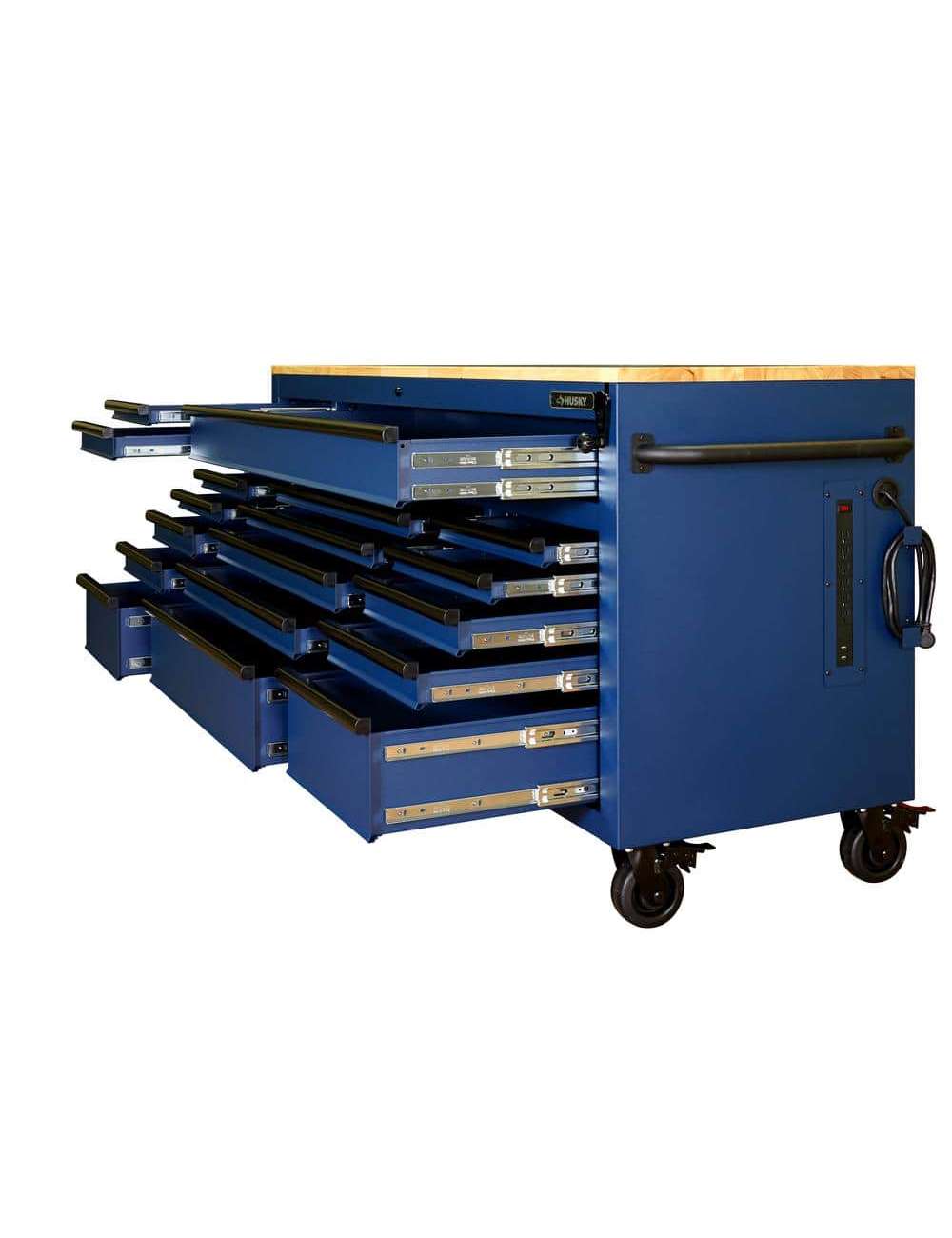72 in. W x 24 in D Heavy Duty 18-Drawer Mobile Workbench with Mechanics Tool Set (1,025-Piece) in Matte Blue