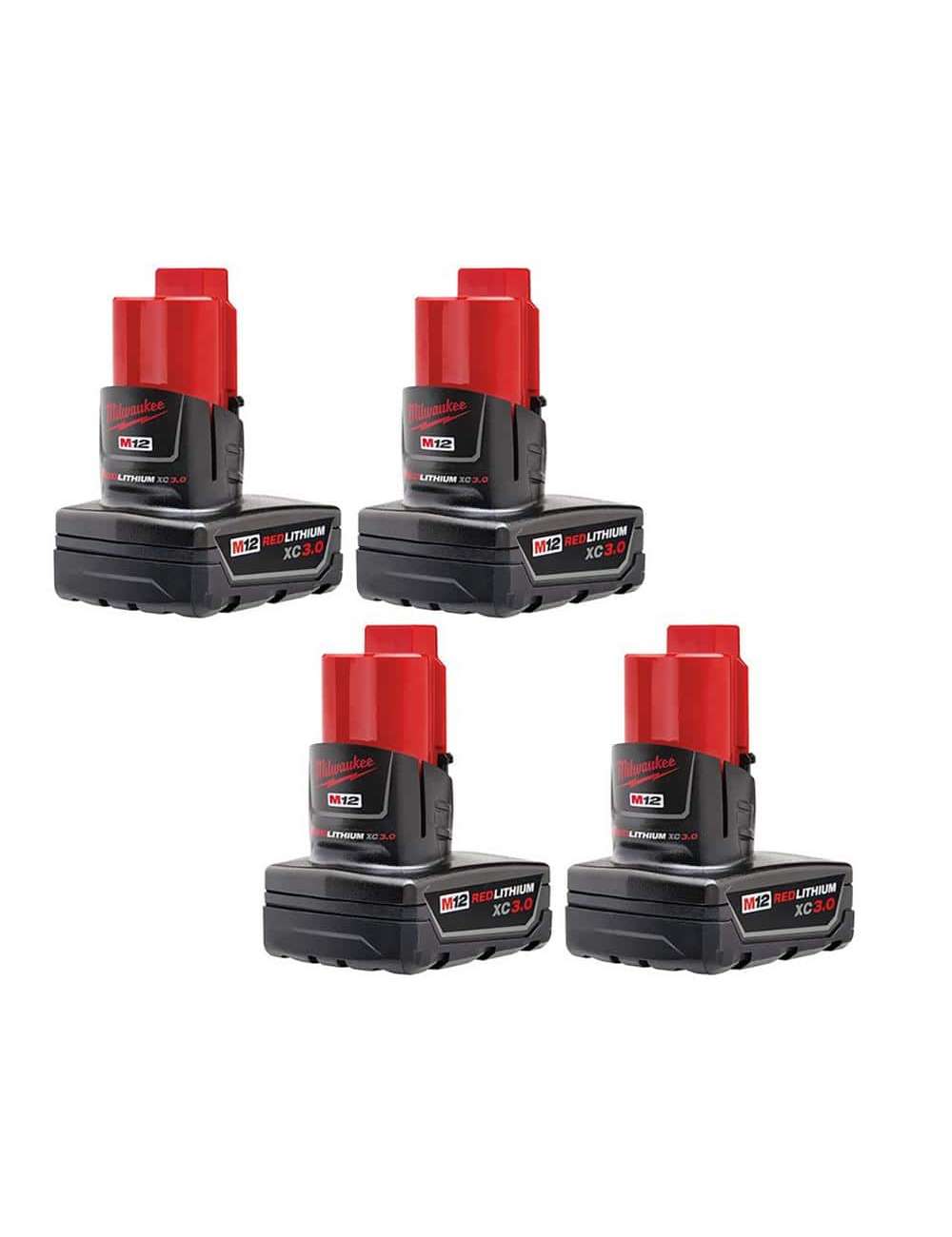 M12 12-Volt Lithium-Ion XC Extended Capacity 3.0 Ah Battery Pack (4-Pack)
