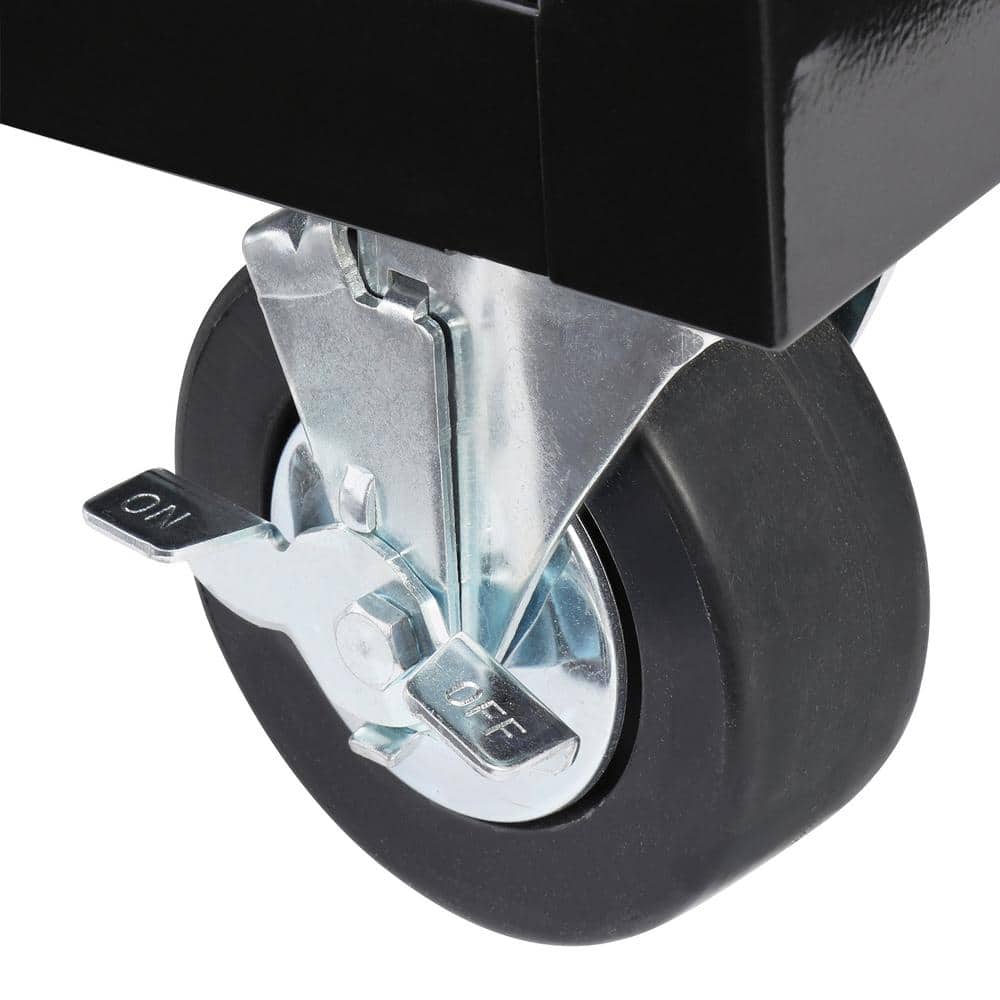 62 in. W x 24 in. D Standard Duty 14 Drawer Mobile Workbench Cabinet Tool Chest with Solid Wood Top in. Gloss Black