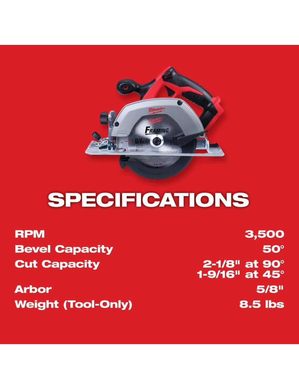 M18 18V Lithium-Ion Cordless 6-1/2 in. Circular Saw (Tool-Only)