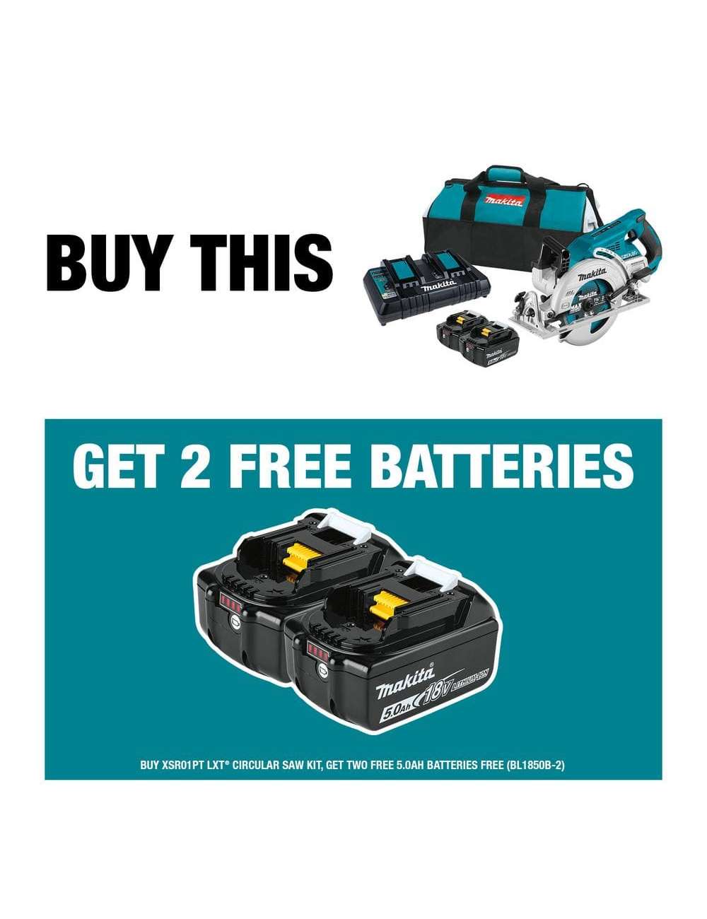 18V X2 LXT Lithium-Ion (36V) Brushless Cordless Rear Handle 7-1/4 in. Circular Saw w/BONUS 5.0Ah Battery 2 Pack