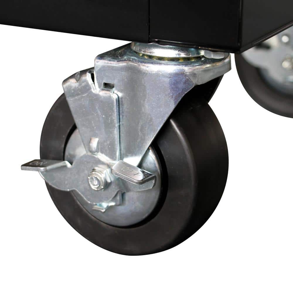 62 in. W x 24 in. D Standard Duty 14 Drawer Mobile Workbench Cabinet Tool Chest with Solid Wood Top in. Gloss Black