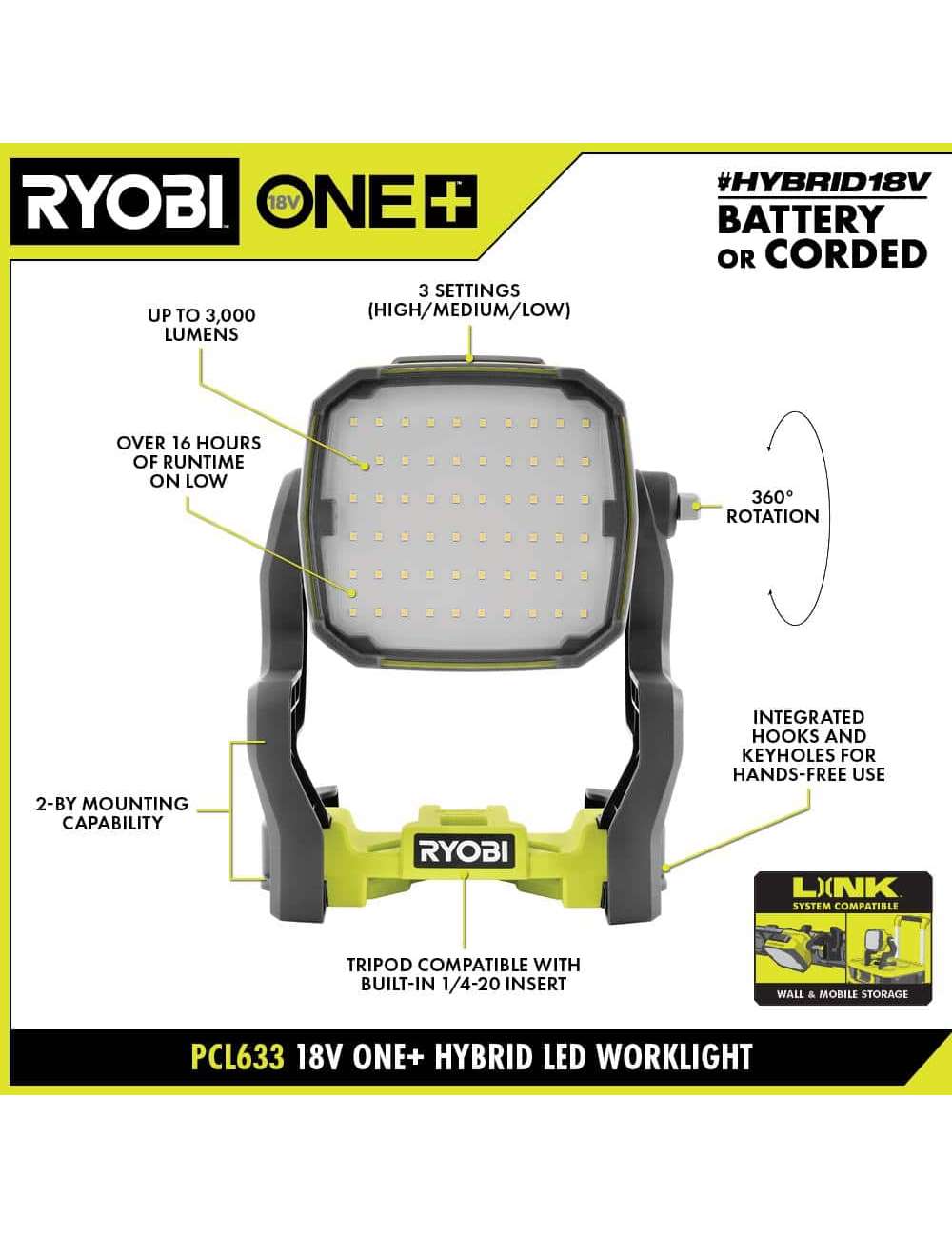 ONE+ 18V Hybrid LED Work Light (Tool Only)