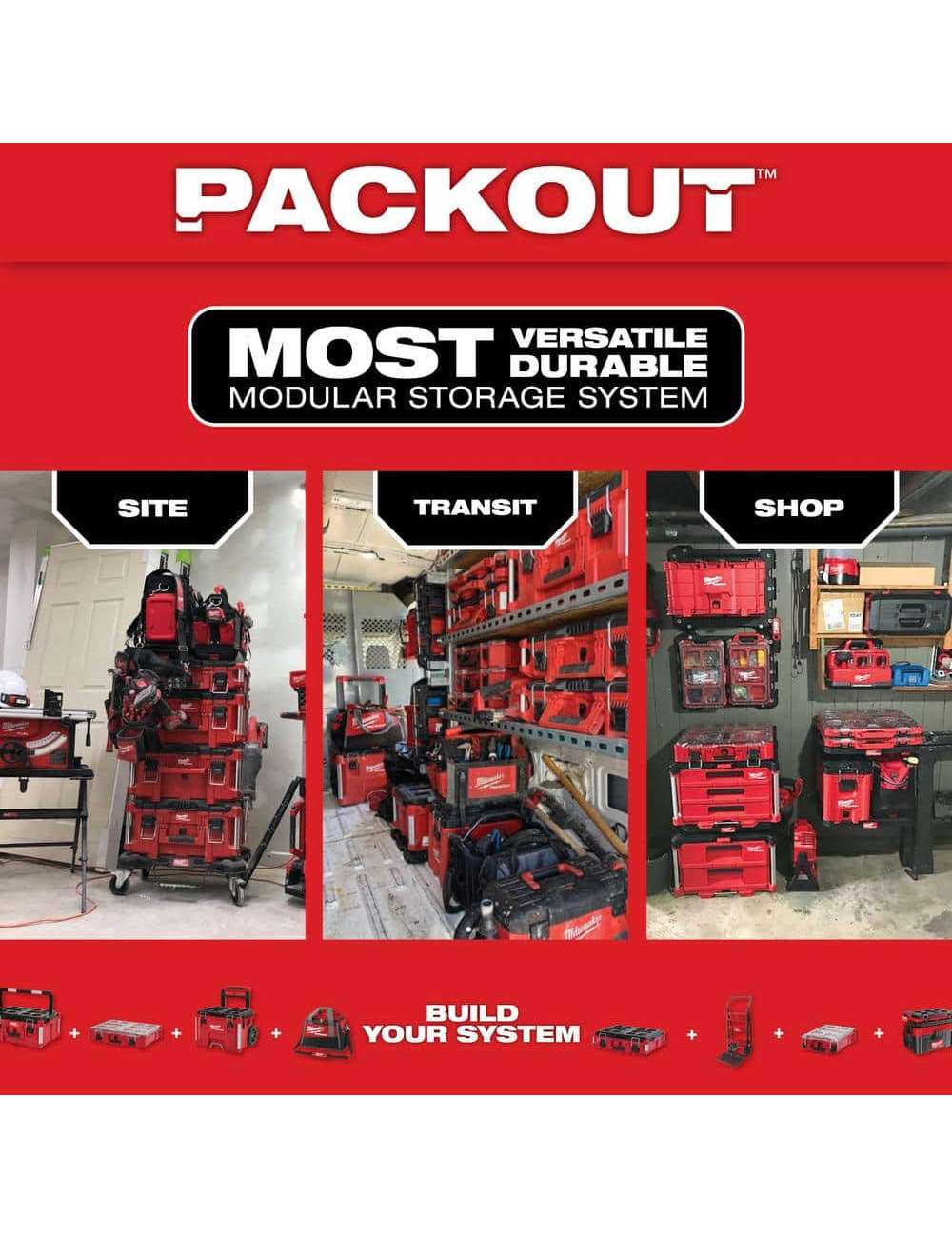 PACKOUT 20 in. Deep Organizer with 6 Compartments and Quick Adjust Dividers
