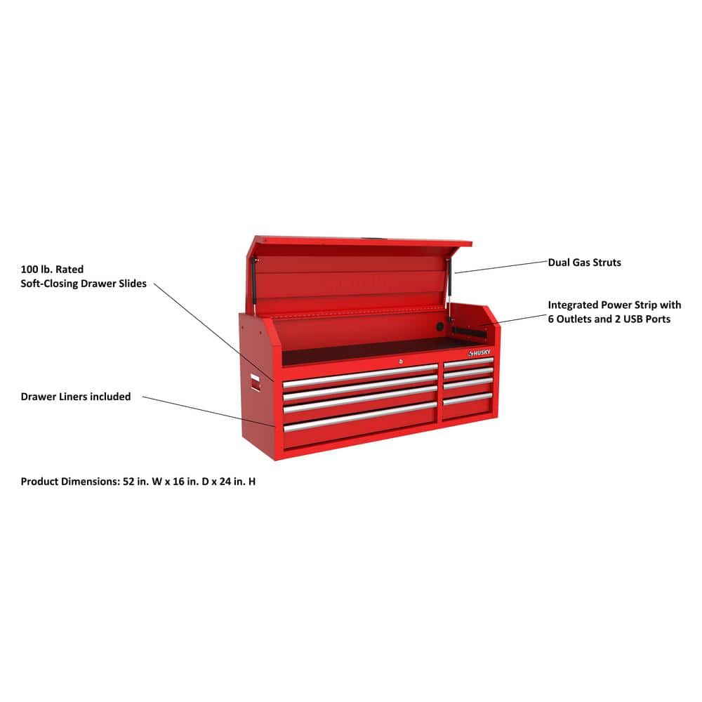 Modular 52 in. 8 Drawer Red Top Tool Chest
