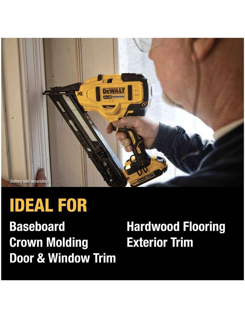 20V MAX XR Lithium-Ion Cordless 15-Gauge Angled Finish Nailer (Tool Only)