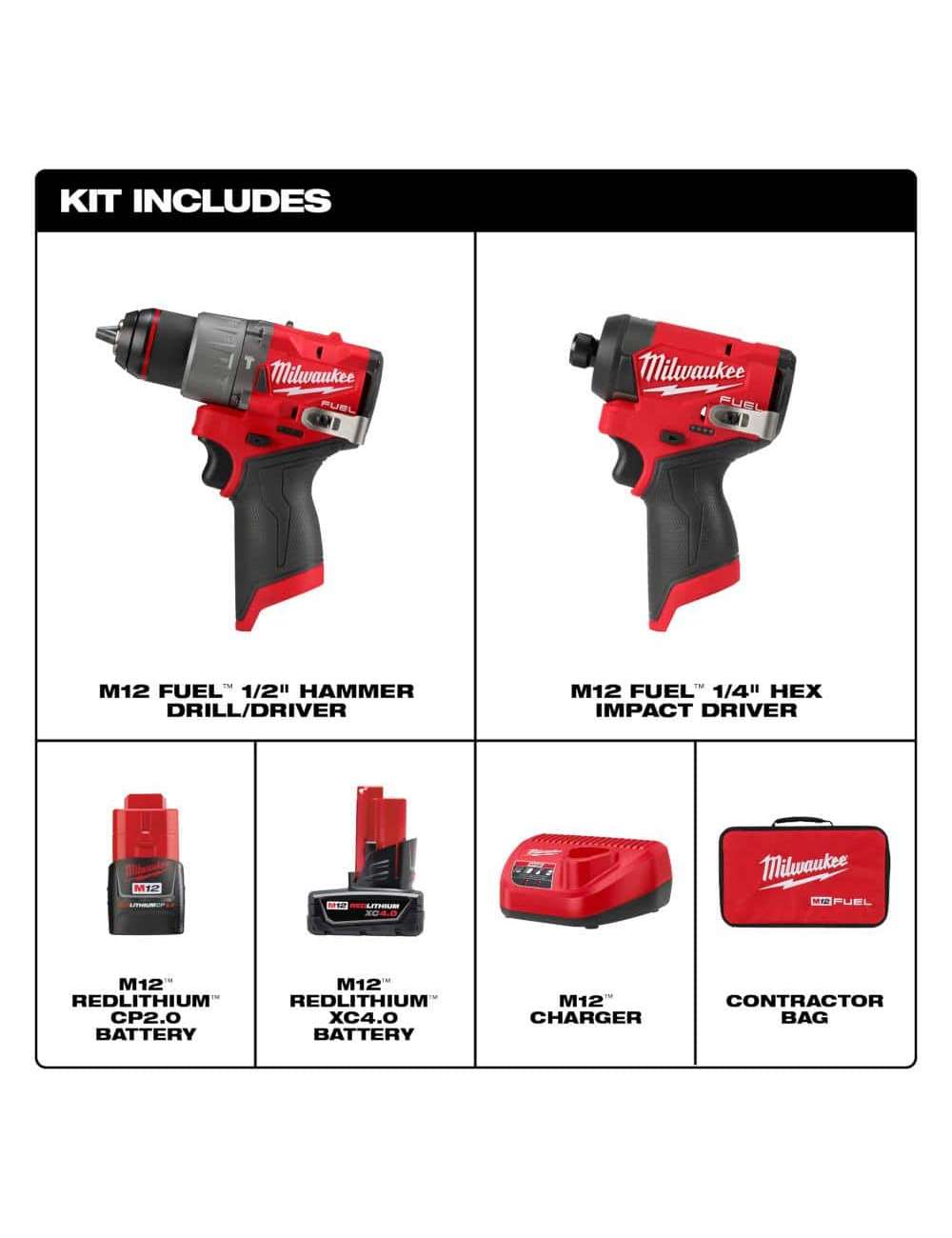 M12 FUEL 12-Volt Lithium-Ion Brushless Cordless Hammer Drill and Impact Driver Combo Kit w/M12 ROVER Service Light