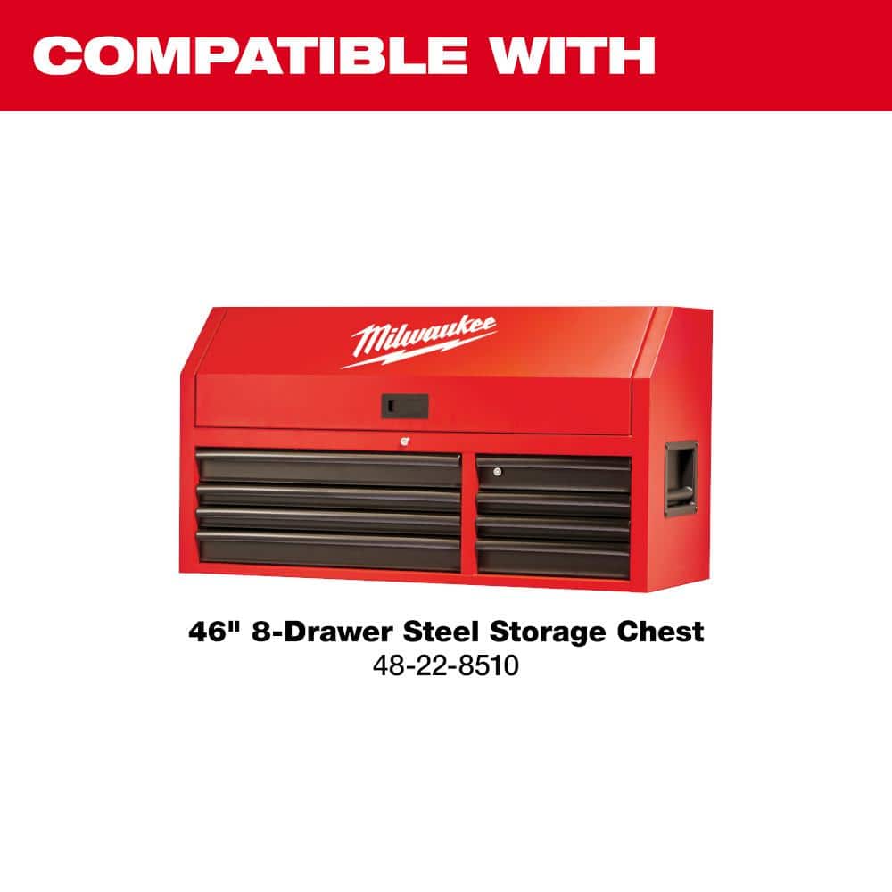 46 in. 8 Drawer Red Black Textured Rolling Tool Chest Cabinet