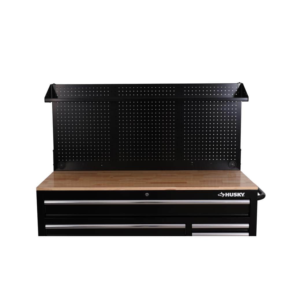 Modular 52 in. W 10 Drawer Black Mobile Workbench Cabinet with Pegboard