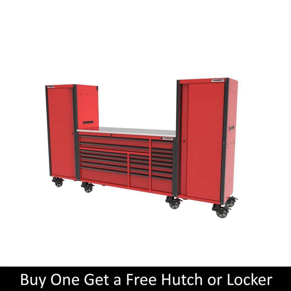 72 in. W x 24 5 in. D Professional Duty 20 Drawer Mobile Workbench Tool Storage Combo with 2 End Lockers in. Red