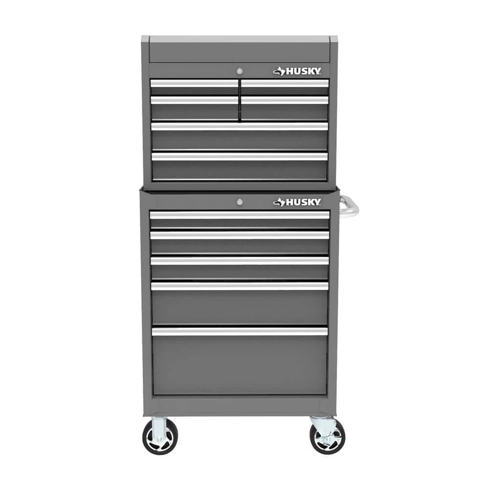 27 in. 11 Drawer Tool Chest and Cabinet Combo in. Glossy Gray