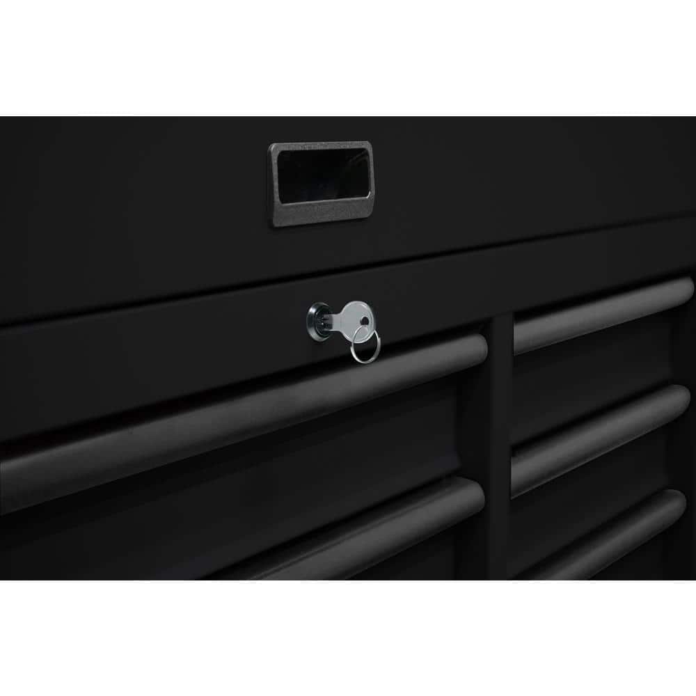 56 in. W x 22 in. D Heavy Duty 18 Drawer Combination Rolling Tool Chest and Top Tool Cabinet Set in. Matte Black