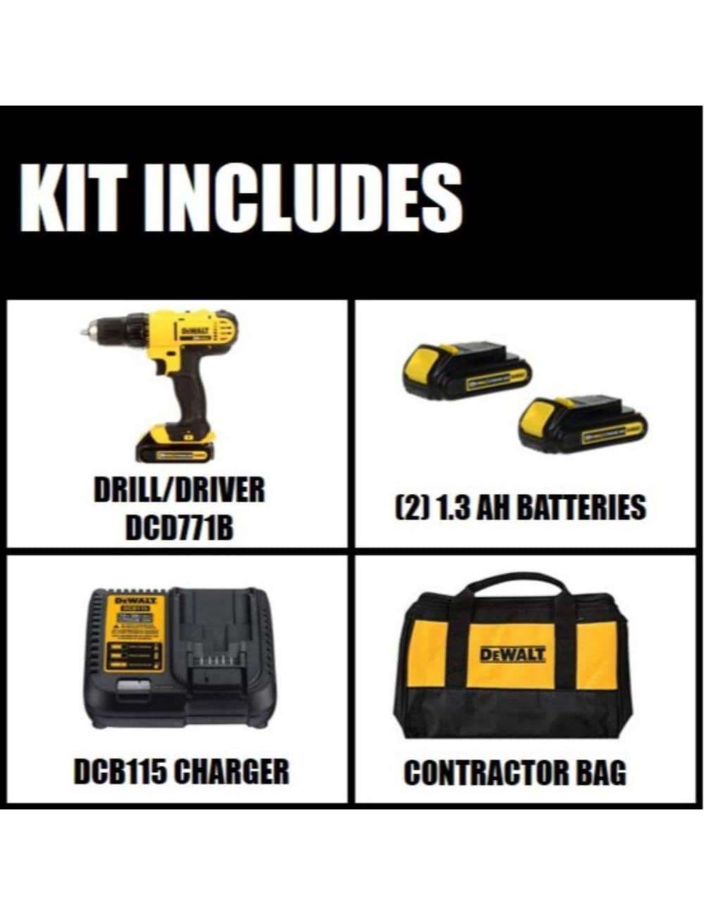 20V MAX Cordless 1/2 in. Drill/Driver, (2) 20V 1.3Ah Batteries, Charger and Bag
