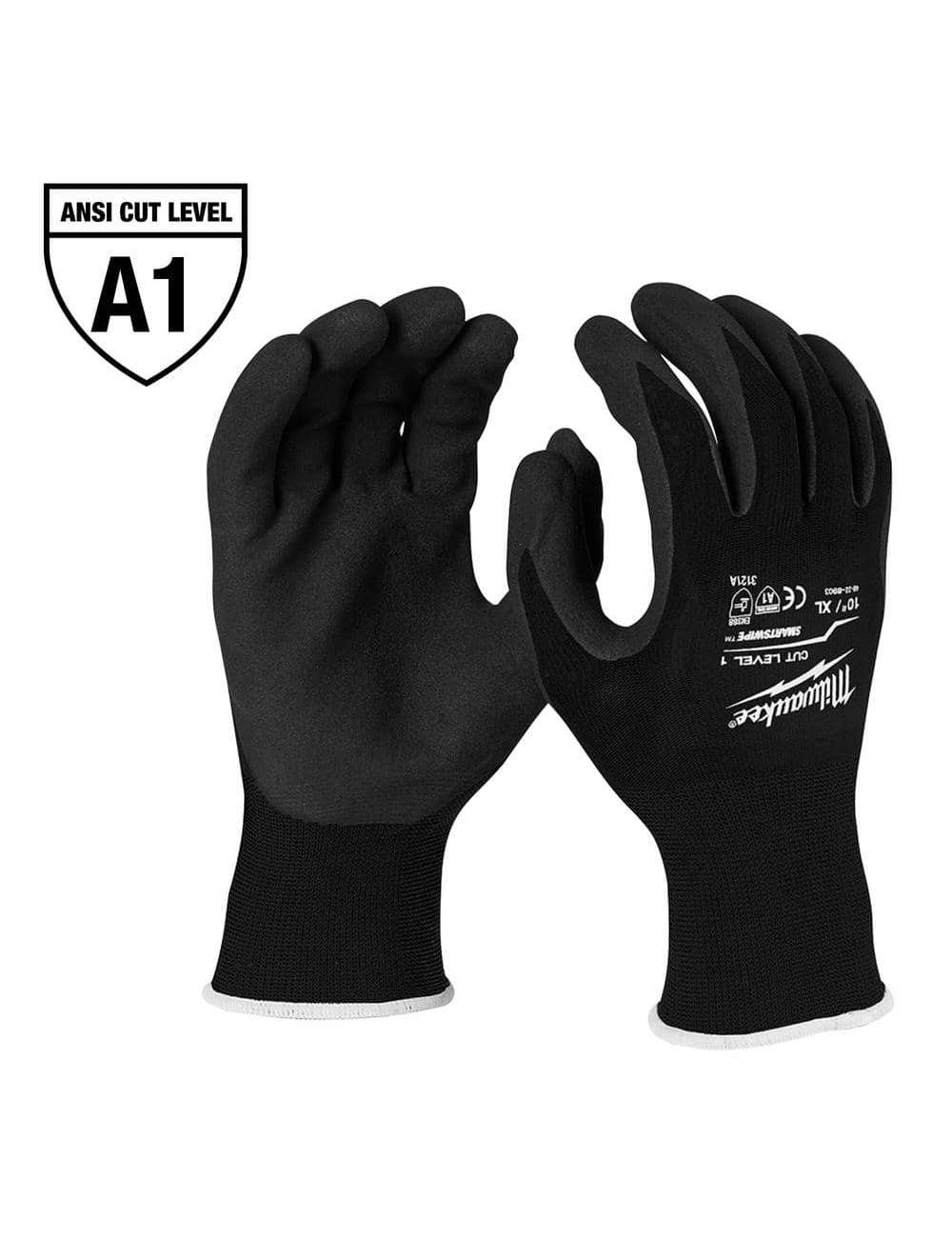 Large Black Nitrile Level 1 Cut Resistant Dipped Work Gloves (3-Pack)