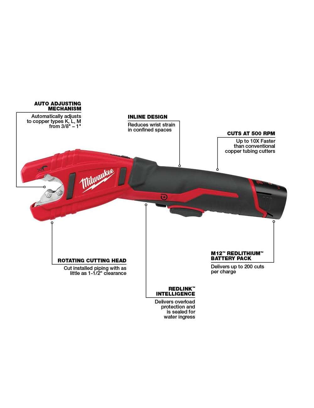 M12 12V Lithium-Ion Cordless Copper Tubing Cutter (Tool-Only)