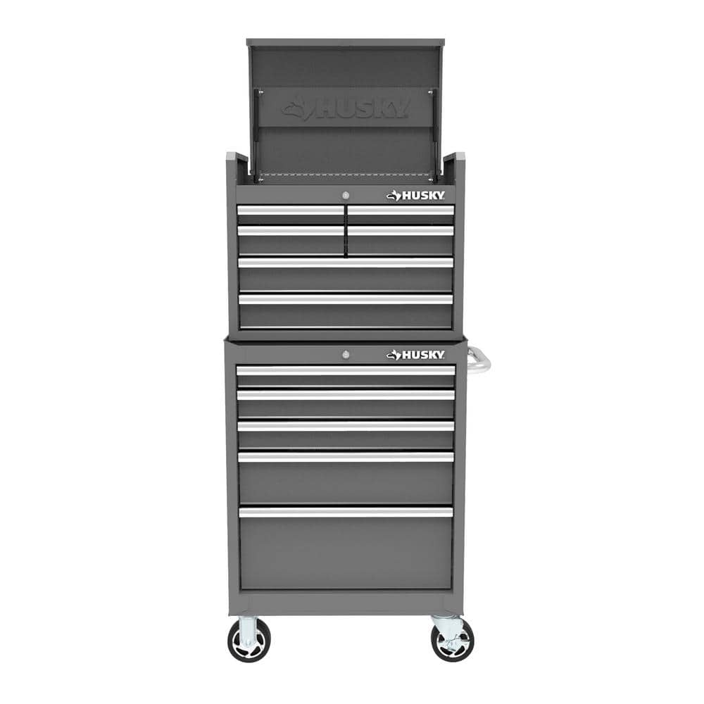 27 in. 11 Drawer Tool Chest and Cabinet Combo in. Glossy Gray