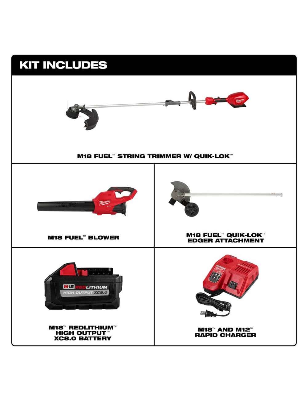 M18 FUEL 18-Volt Lithium-Ion Brushless Cordless QUIK-LOK String Trimmer/Blower Combo Kit with Edger Attachment(3-Tool)