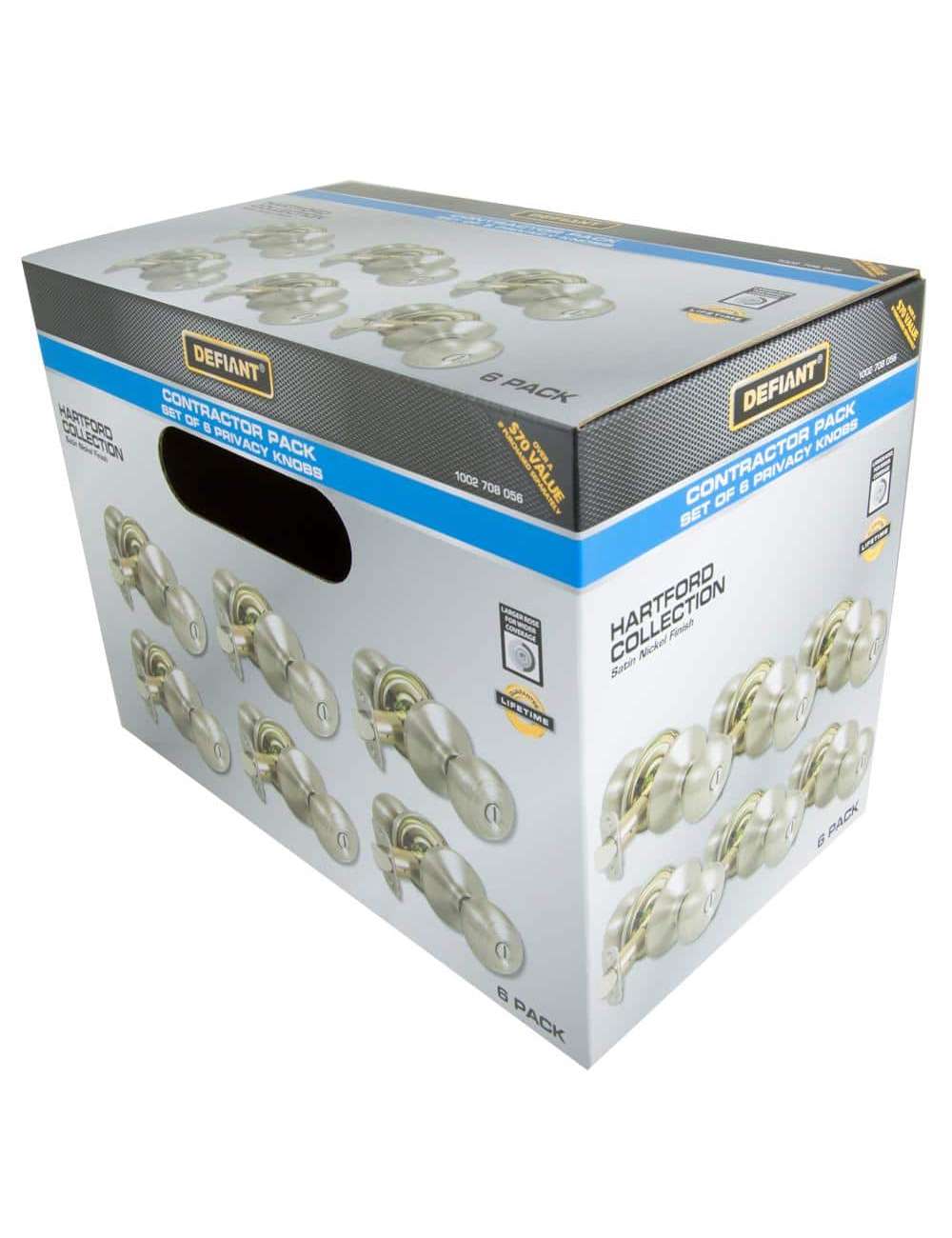 Hartford Satin Nickel Bed/Bath Door Knob Contractor Pack (6-Pack)