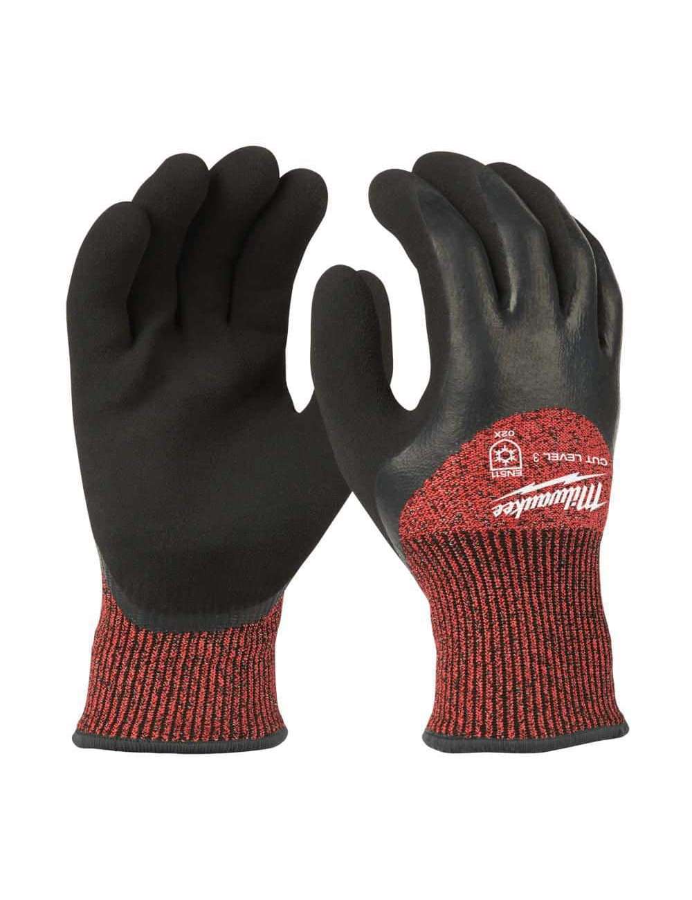 Large Red Latex Level 3 Cut Resistant Insulated Winter Dipped Work Gloves