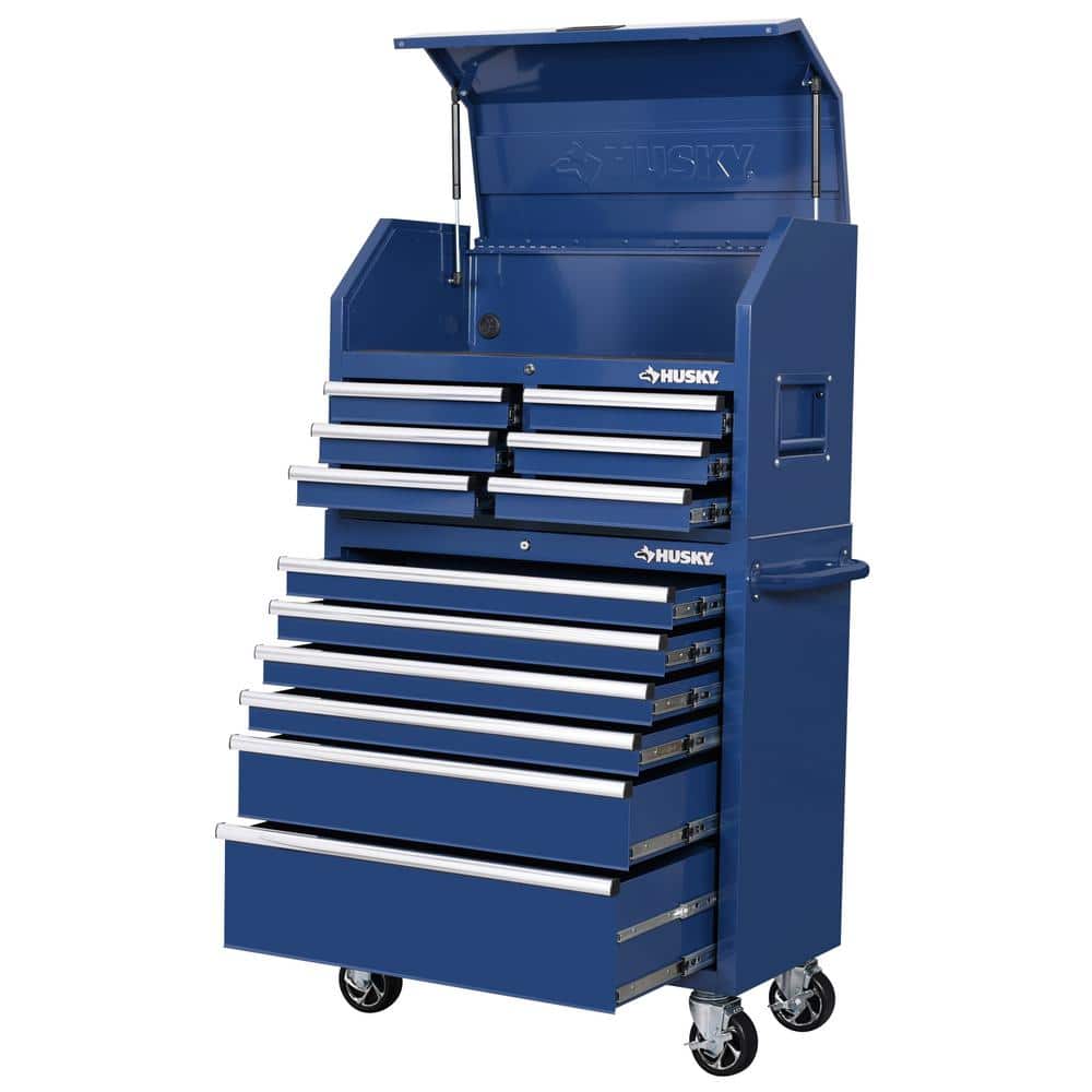 36 in. 12 Drawer Blue Tool Chest Combo