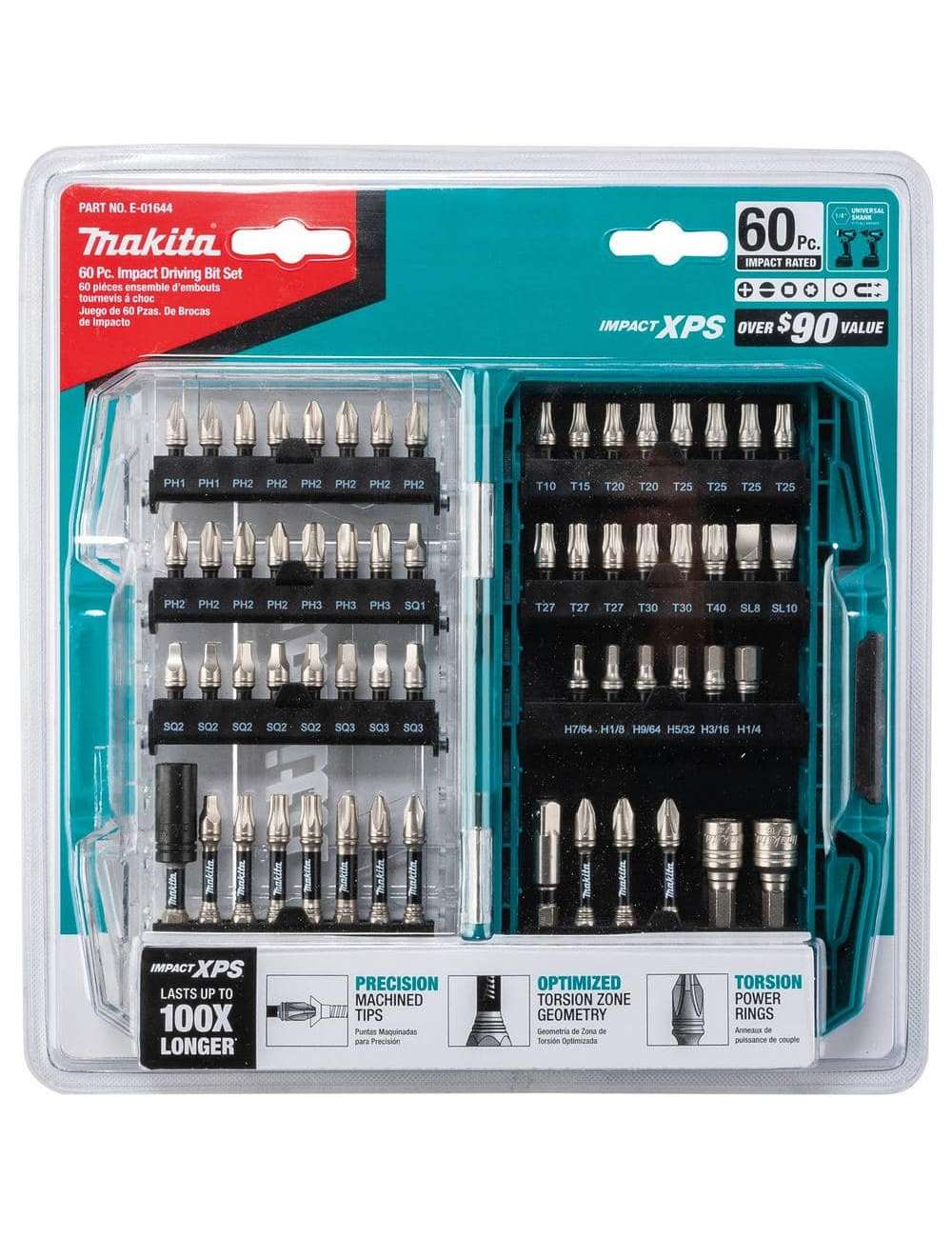 IMPACT XPS Alloy Steel Impact Rated Screwdriver Drill Bit Set (60-Piece)