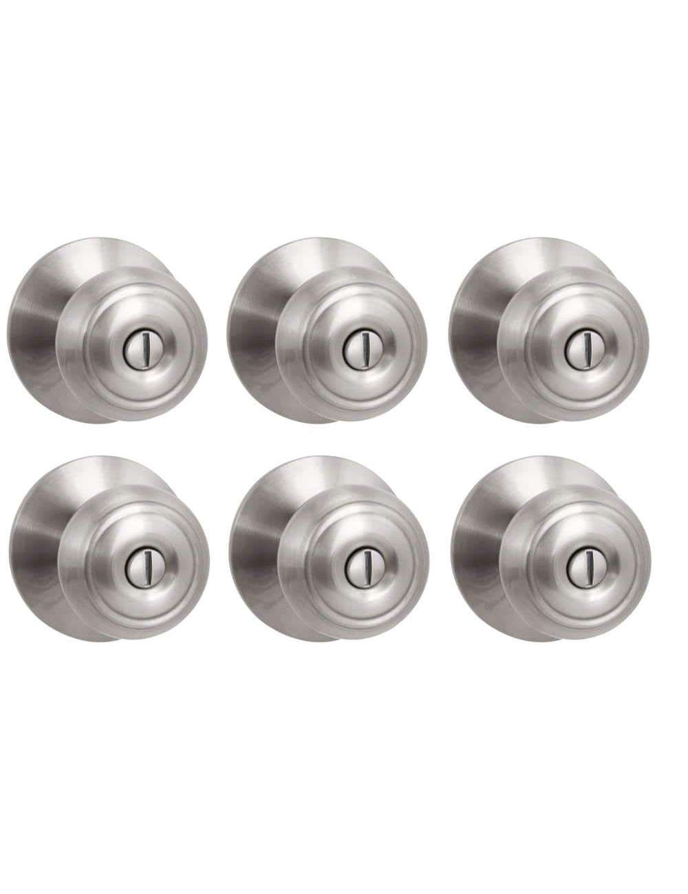 Hartford Satin Nickel Bed/Bath Door Knob Contractor Pack (6-Pack)