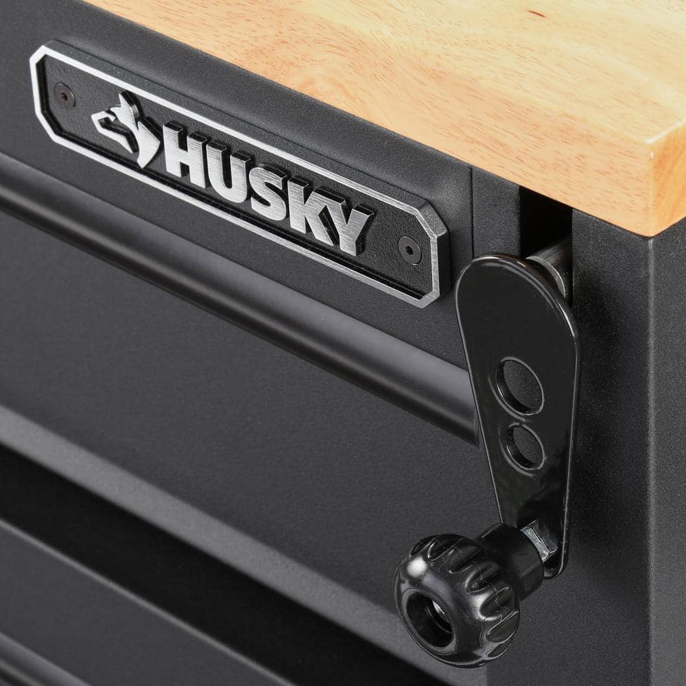 62 in. W x 24 in. D Heavy Duty 14 Drawer Mobile Workbench Cabinet with Adjustable Height Wood Top in. Matte Black