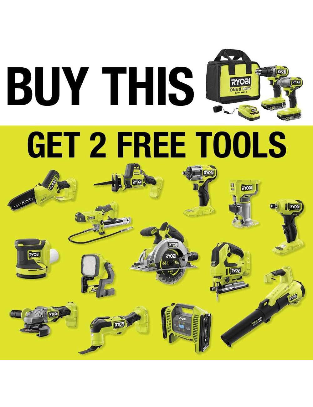 ONE+ HP 18V Brushless Cordless 1/2 in. Drill/Driver and Impact Driver Kit w/(2) 2.0 Ah Batteries, Charger, and Bag