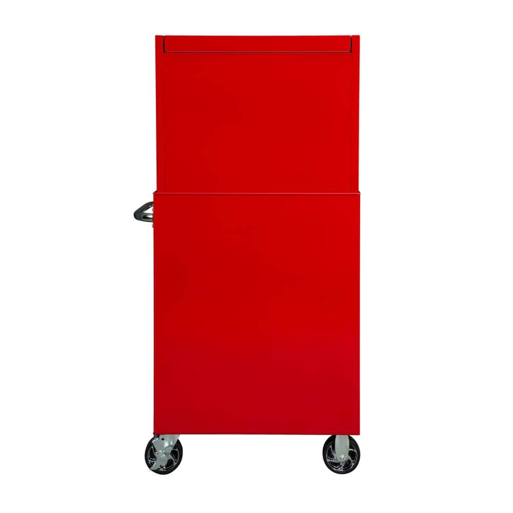 27 in. 11 Drawer Gloss Red Tool Chest and Cabinet Combo