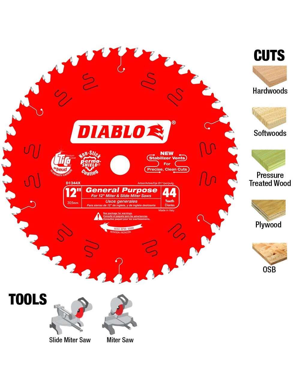 12 in. x 44-Tooth General Purpose Circular Saw Blade Value Pack (2-Pack)