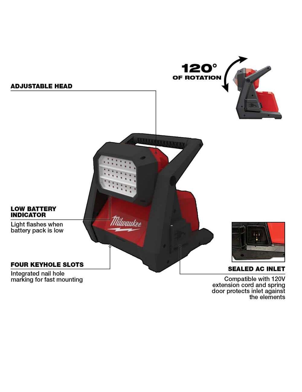 M18 GEN-2 18-Volt Lithium-Ion Cordless 4000 Lumens ROVER LED AC/DC Flood Light (Tool-Only)