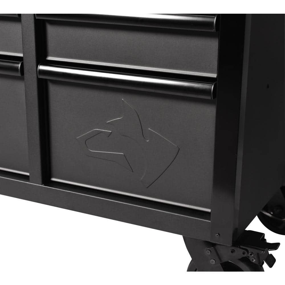 61 in. W x 23 in. D Heavy Duty 15 Drawer Mobile Workbench Tool Chest with Solid Wood Top in. Matte Black